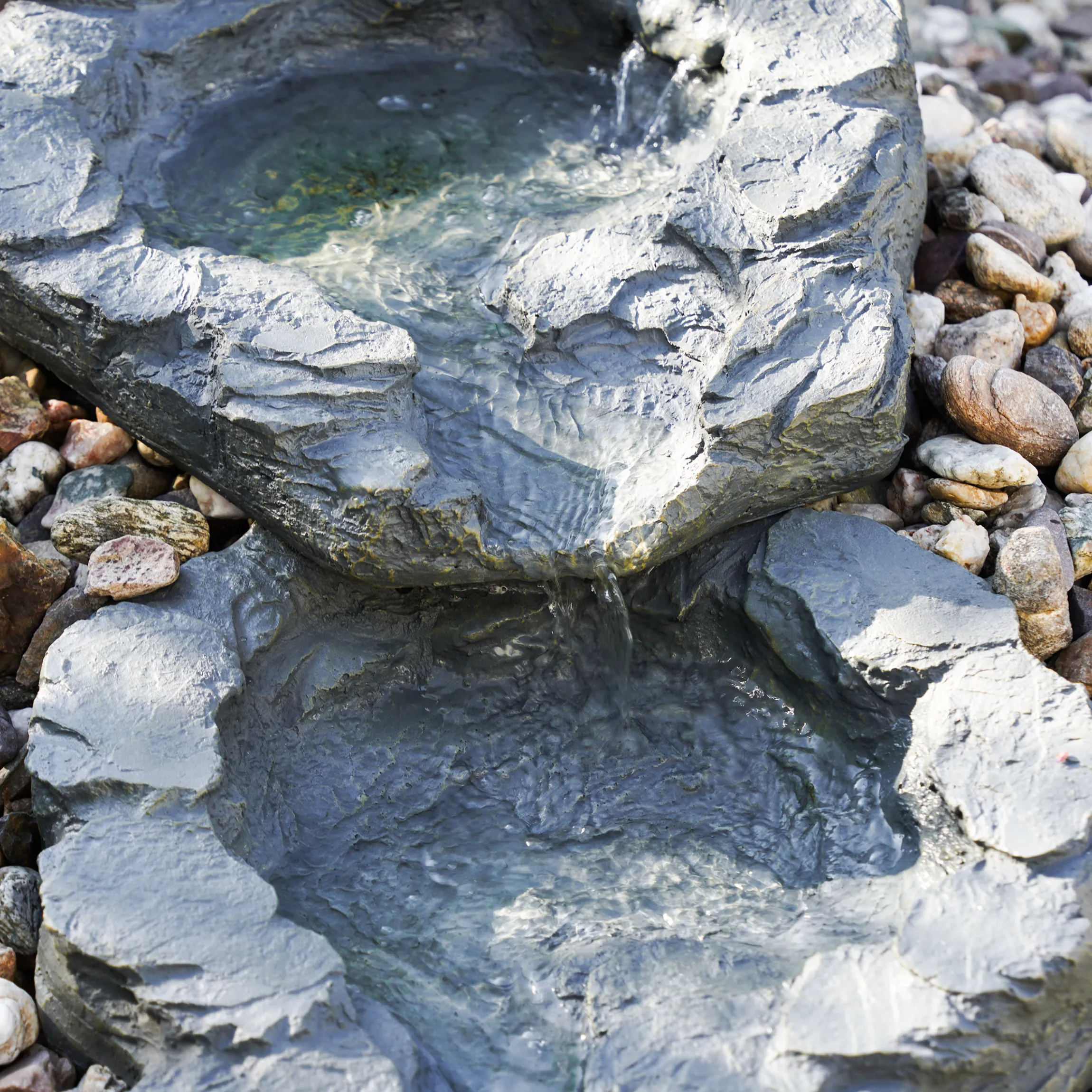Bachlaufschalen-Set 3-teilig grau mit Solarpumpe