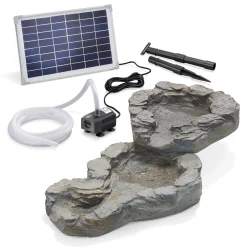 Bachlaufschalen-Set 2-teilig grau mit Solarpumpe