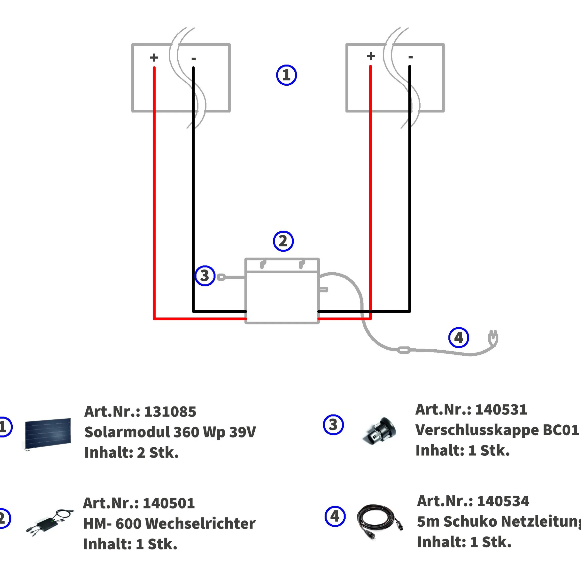 Balkonsolaranlage 720 Wp/ 800 VA