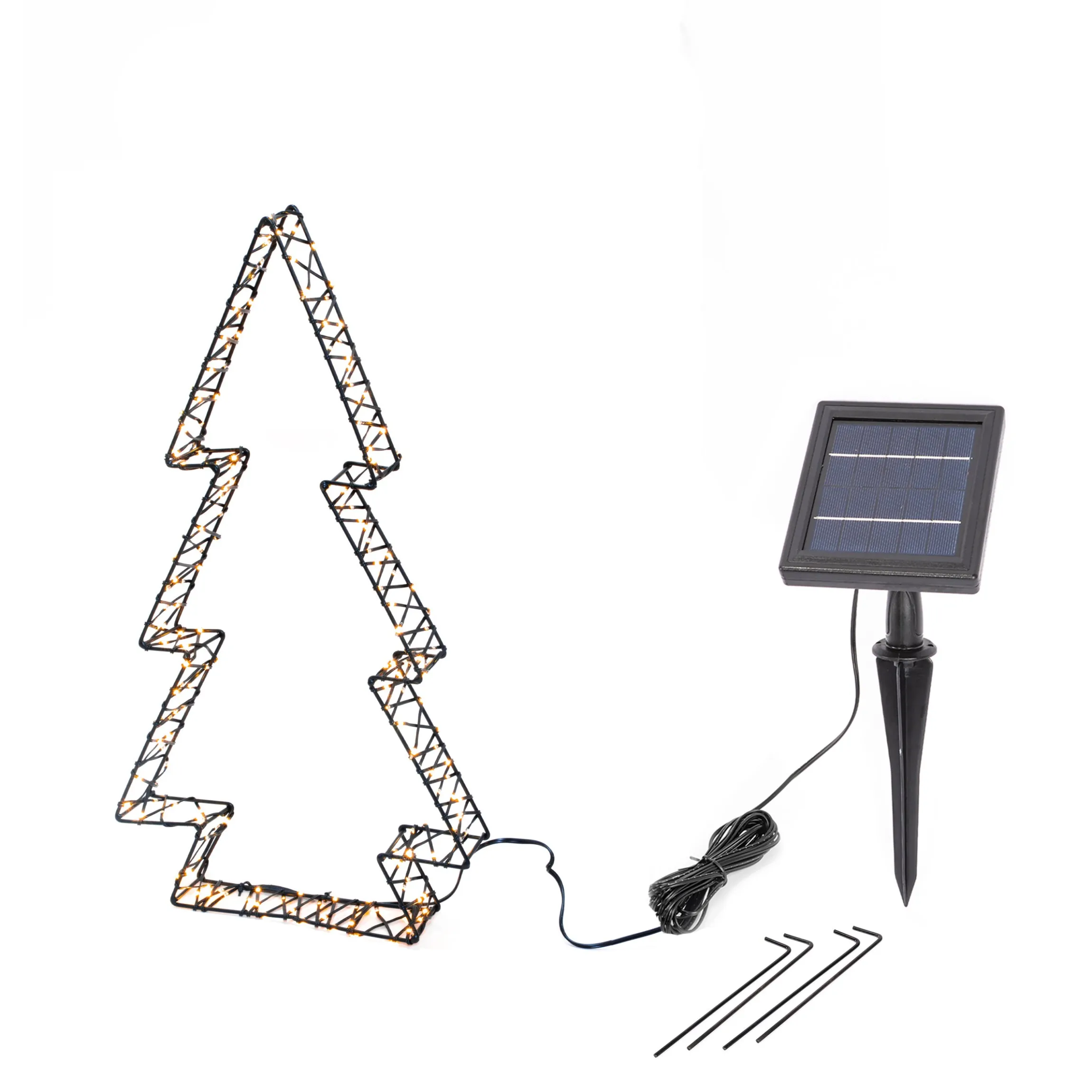 Beleuchteter Solar Tannenbaum Höhe 50 cm mit 200 warmweißen LEDs