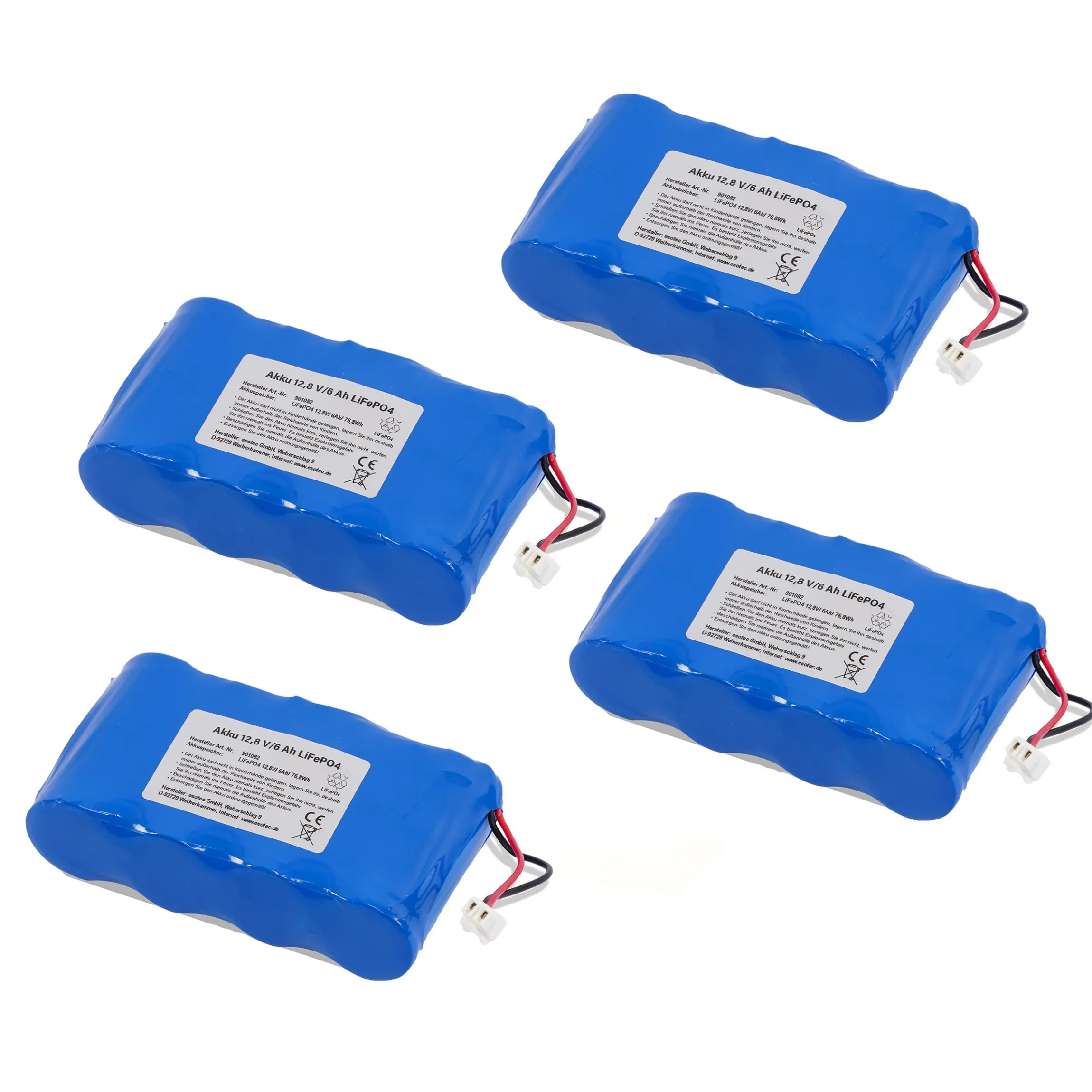 Ersatzakkupack LiFePO4 12,8 V / 4 x 6 Ah - mit Stecker weiß