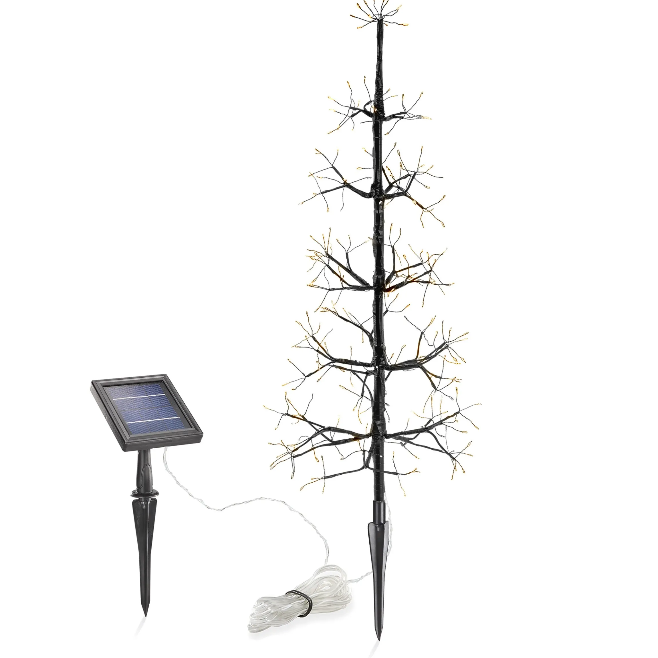 Frei gestaltbarer Solar Weihnachtsbaum mit 200 warmweißen LEDs