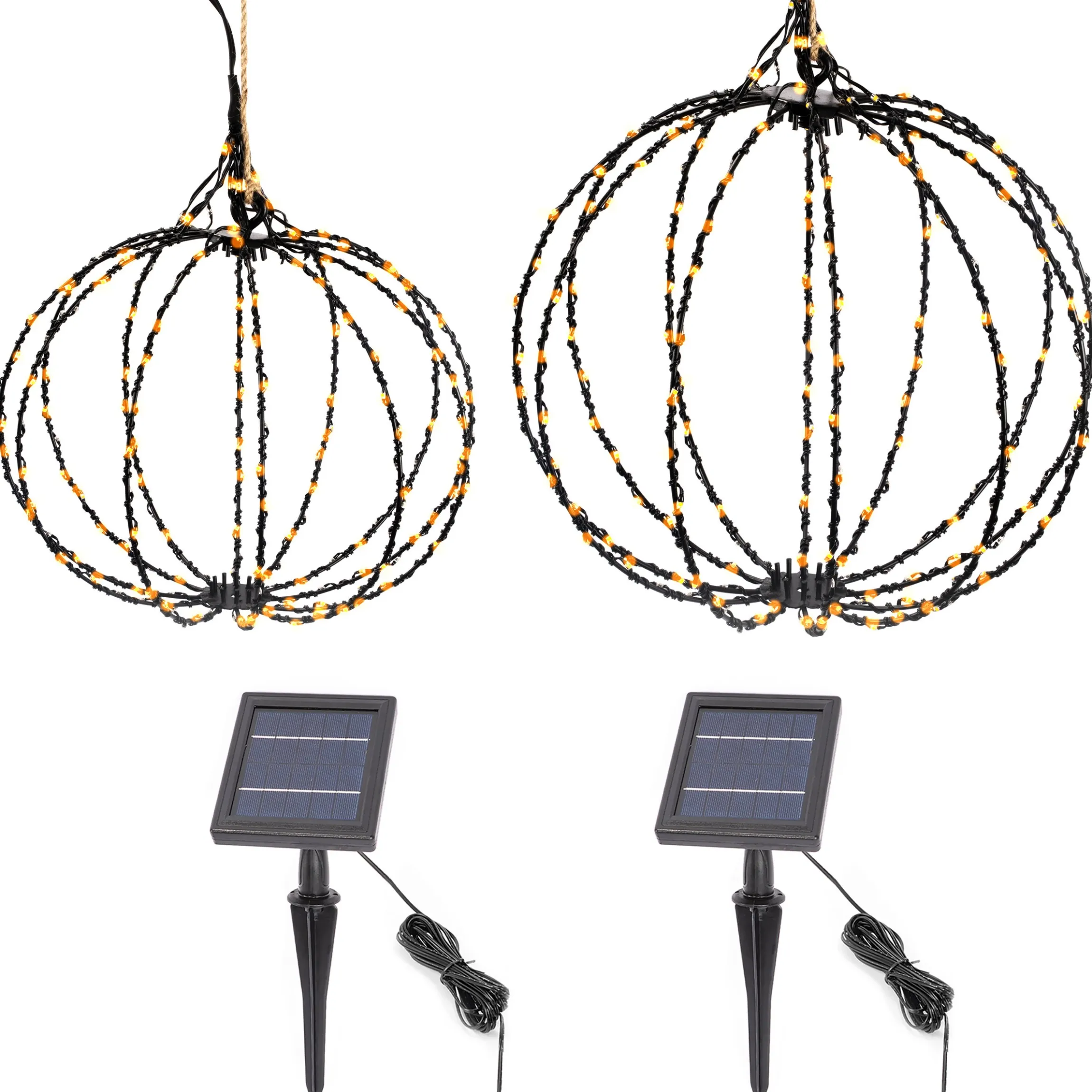 Hängende Solar-Dekokugeln 2er Set