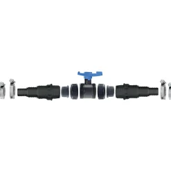Kugelkopfhahn 19,25 und 32 mm, inkl. 4 Schlauchschellen