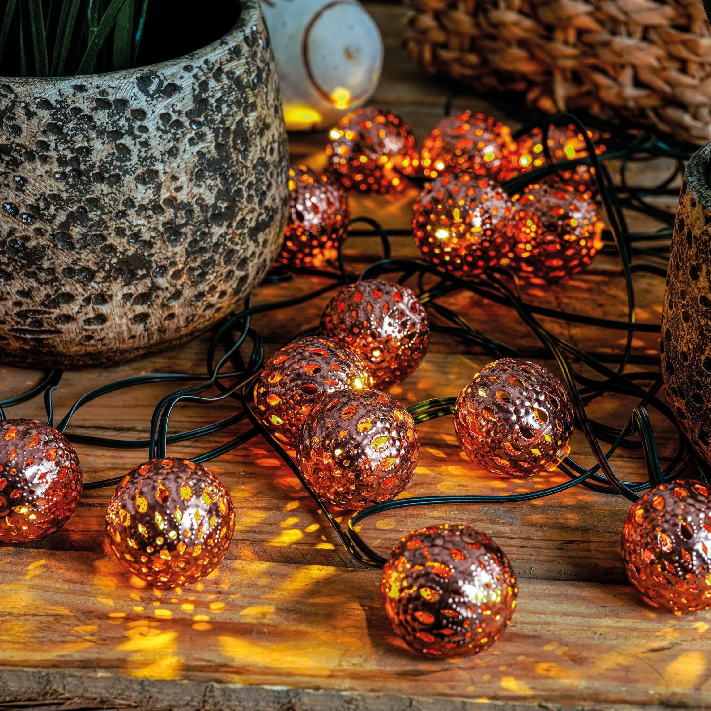 Orientalische Solar Lichterkette mit 20 warmweißen LEDs