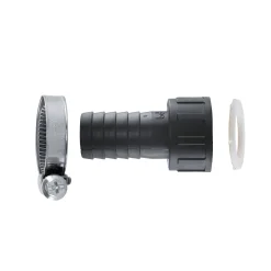 PP-Schlauchtülle 1" x 25 mm mit Überwurfmutter und Schelle