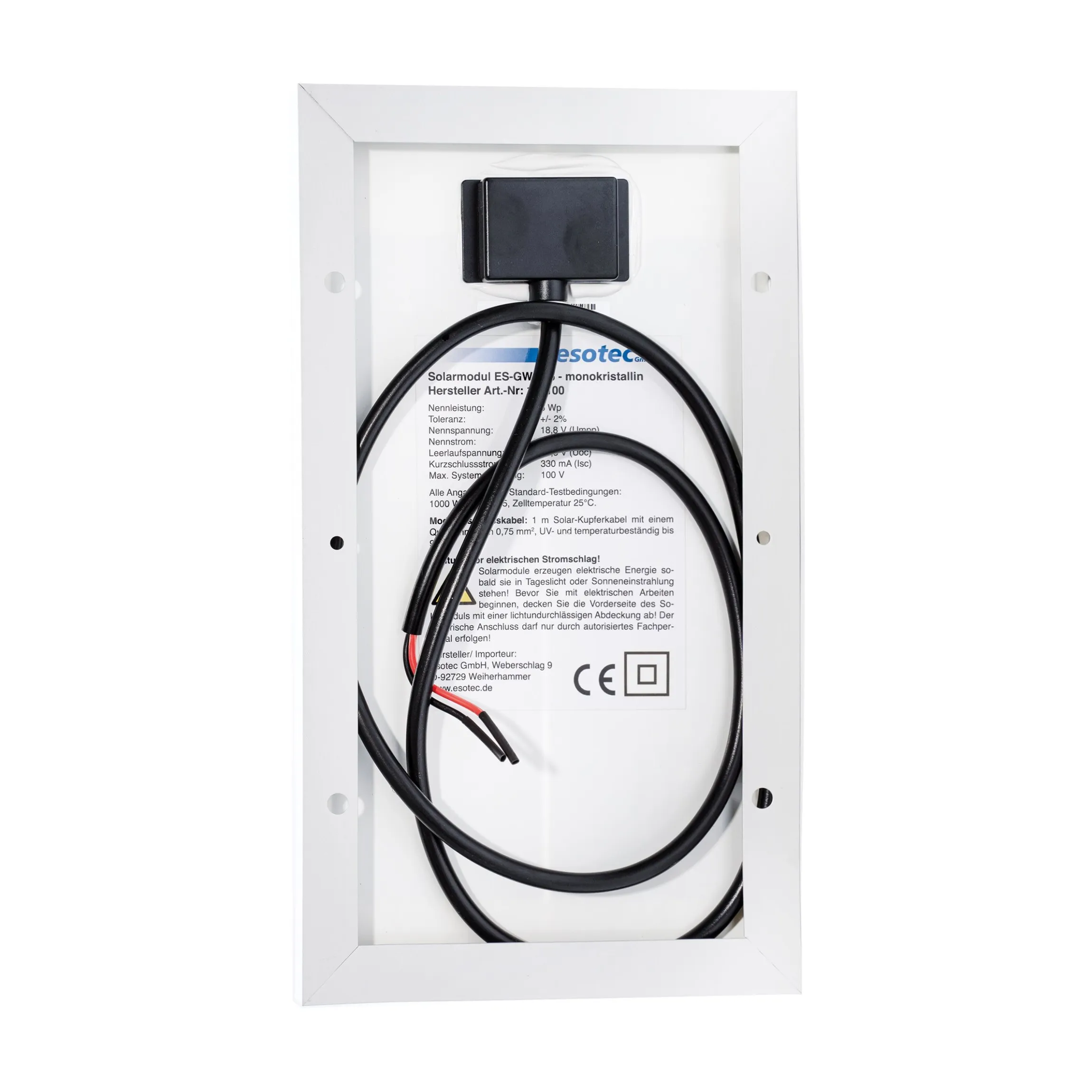 Seraphim Solarmodul 6 Wp 18,8 V mono - 264 x 148 x 17 mm