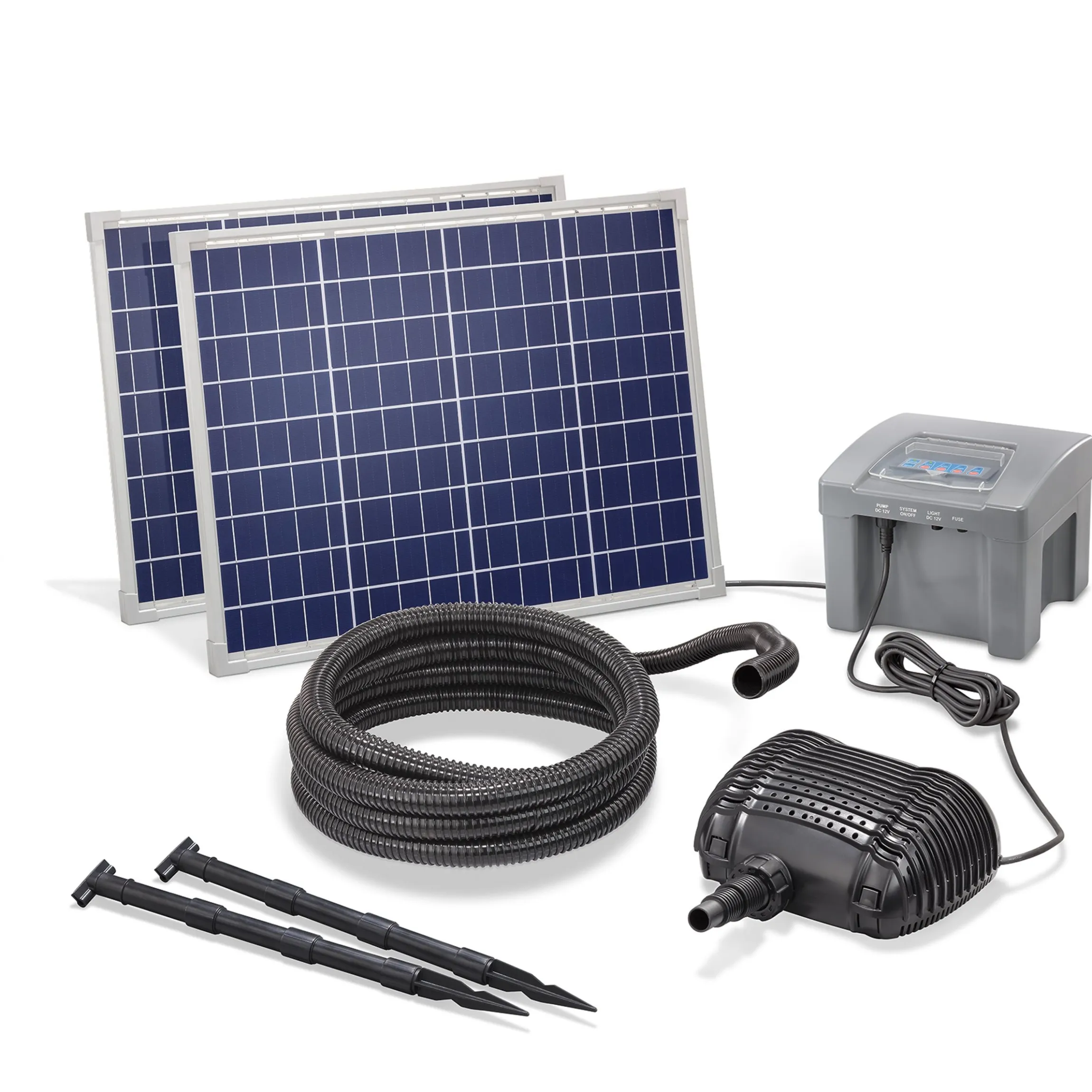 Solar Bachlaufpumpenset 100/2600 mit 24 Ah Pb Akkuspeicher