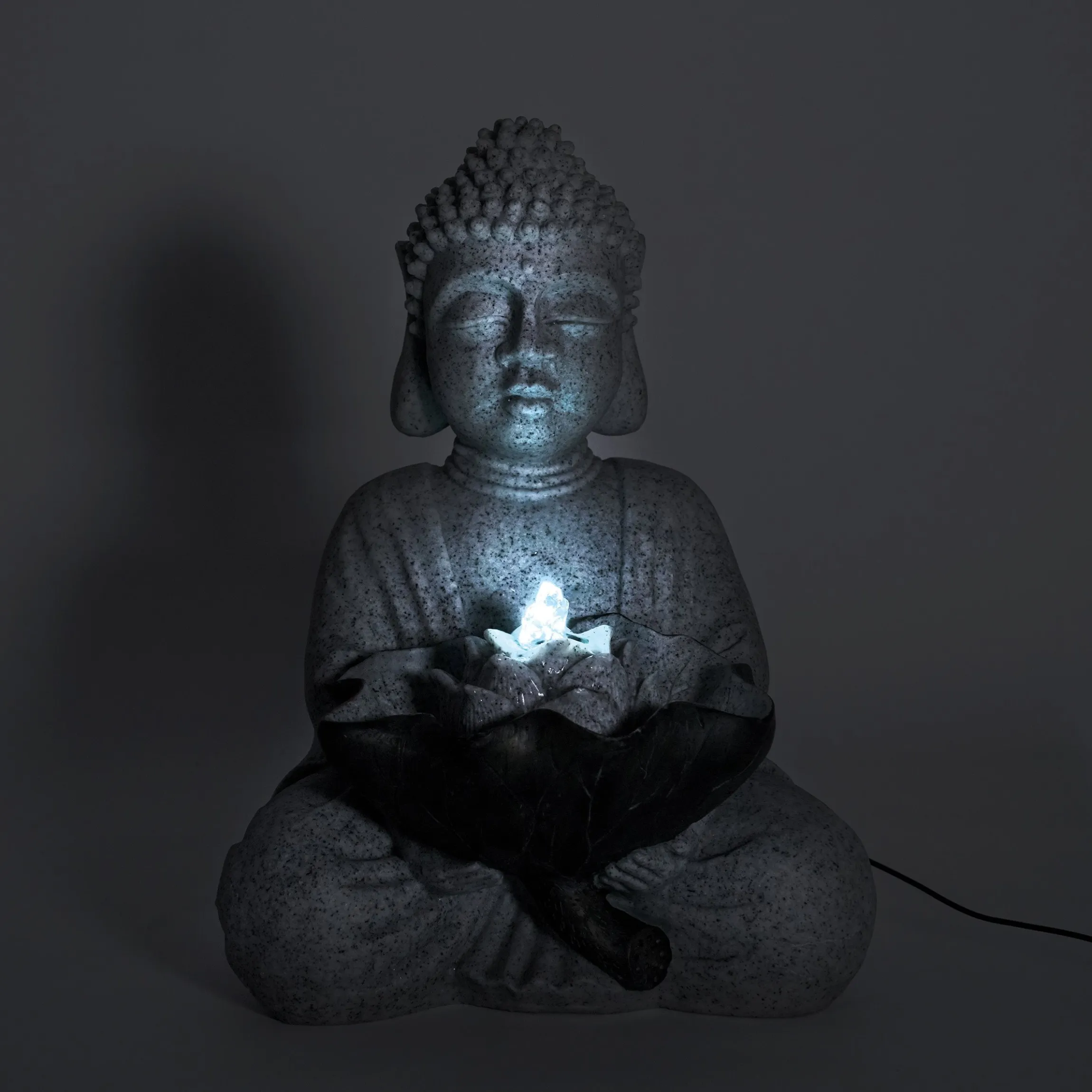 Solarbrunnen Buddha mit LED-Beleuchtung