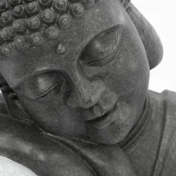 Solarbrunnen Buddha ruhend mit beleuchteter Wasserquelle
