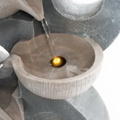Solar Brunnen im Granitdesign mit Kaskade und LED Licht