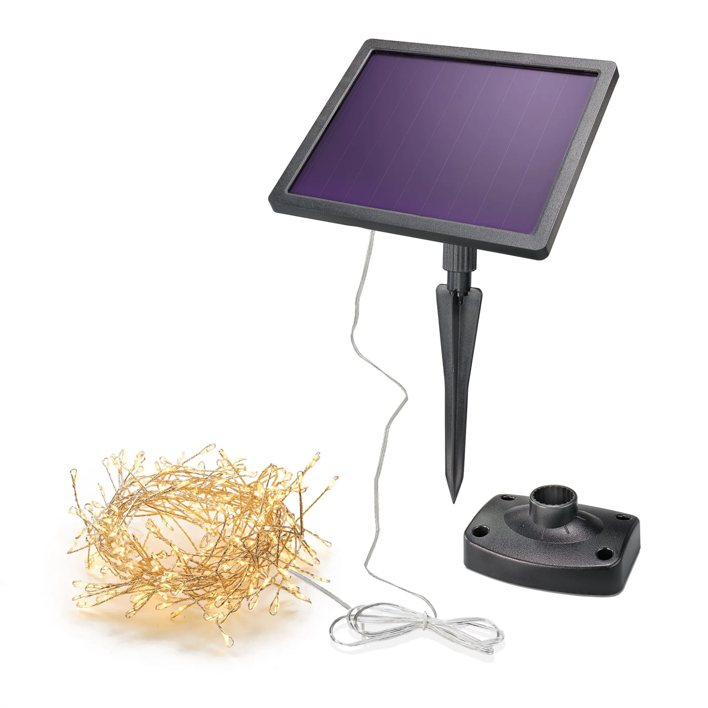 Solar Cluster-Lichterkette mit 200 warmweißen LEDs