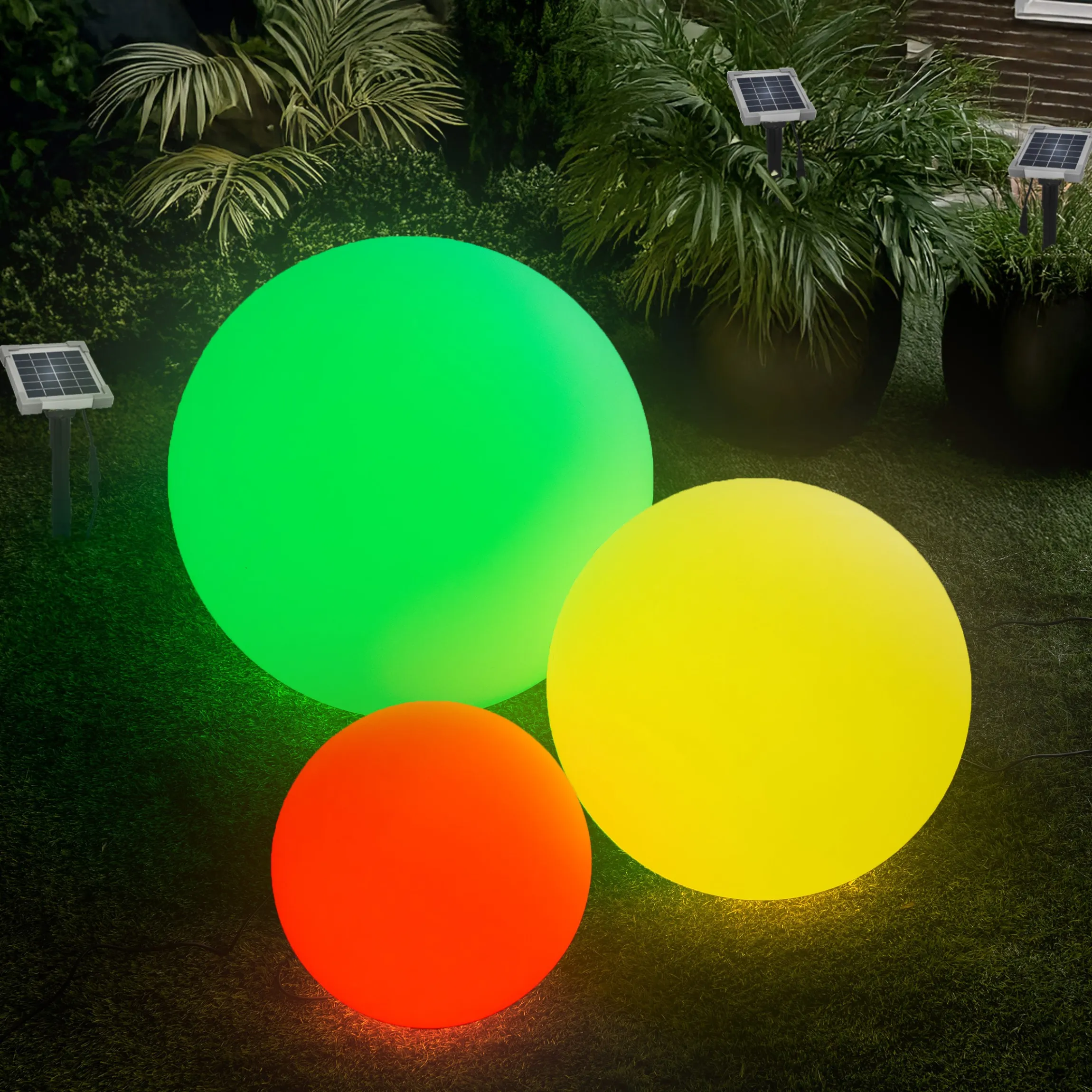 Solar Deko-Leuchtkugelset 30, 40 und 50 cm mit externem 2 W Solarmodul