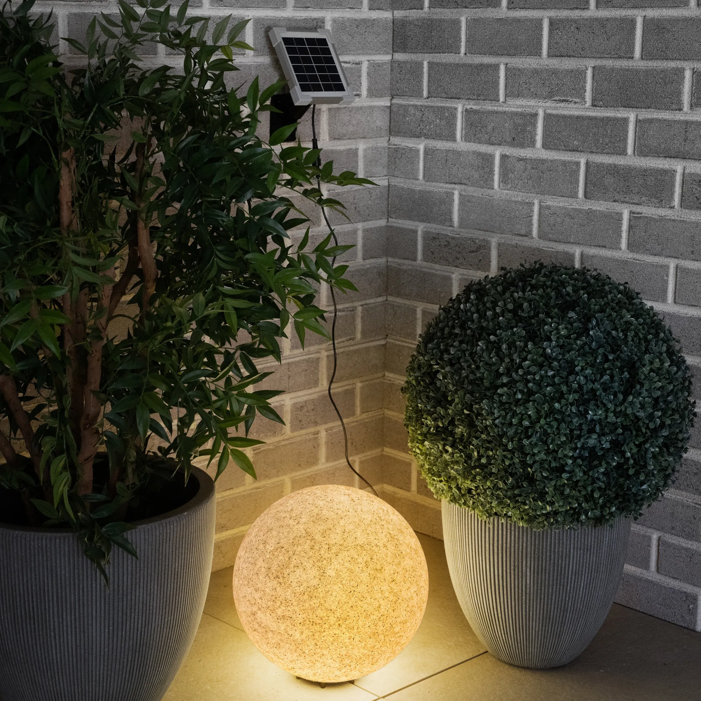 Solar Deko-Leuchtstein 30 cm mit externem 2 W Solarmodul