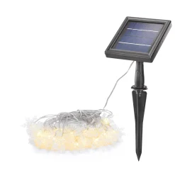 Solar Deko-Lichterkette mit 30 Eiskristallen, warmweiß
