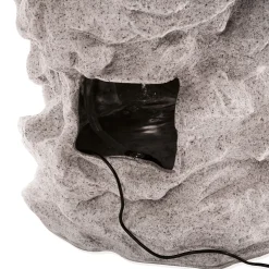 Solar Fels-Kaskadenbrunnen hell mit LED-Beleuchtung