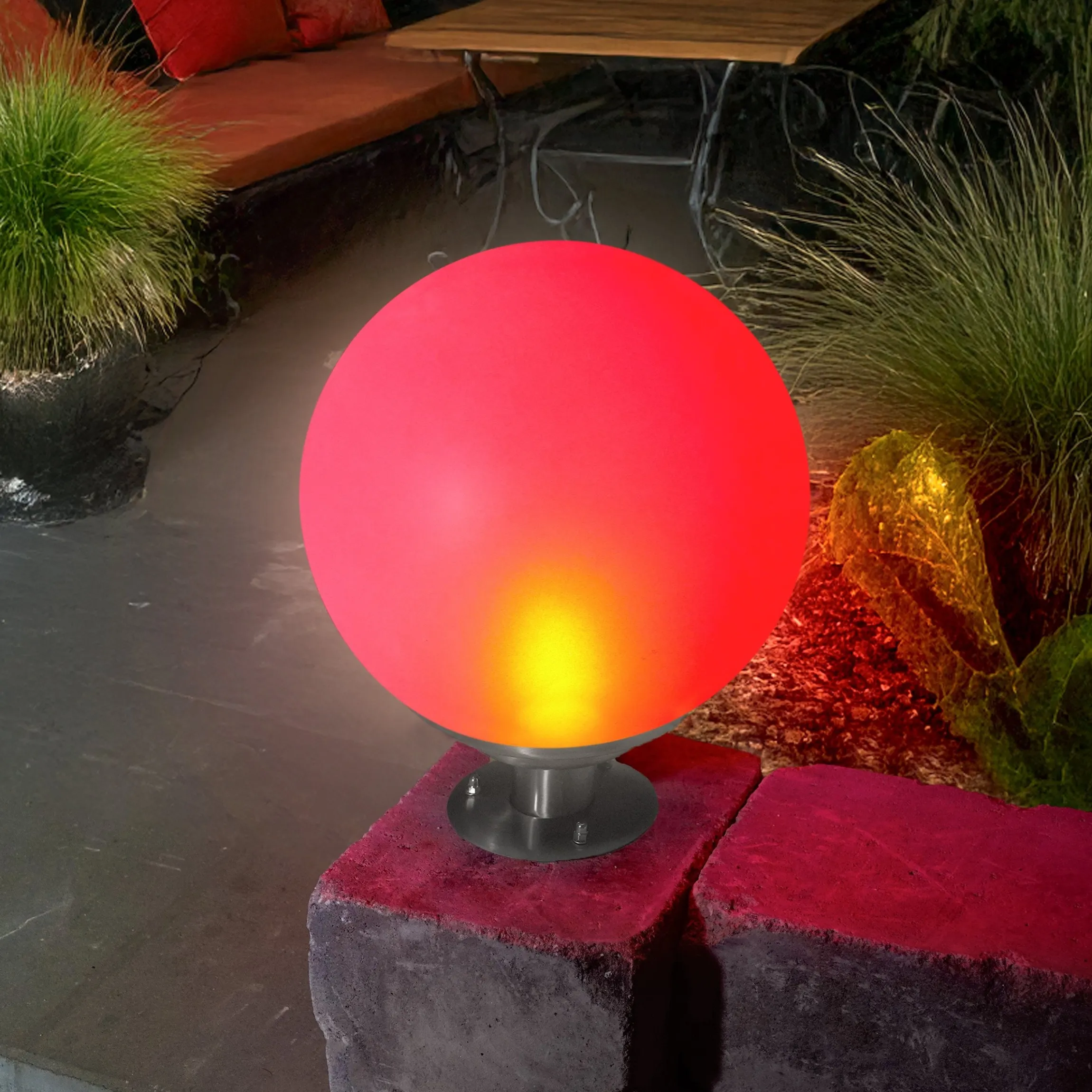 Solarkugel Liana ⌀ 30 cm mit Edelstahlfuß und Fernbedienung