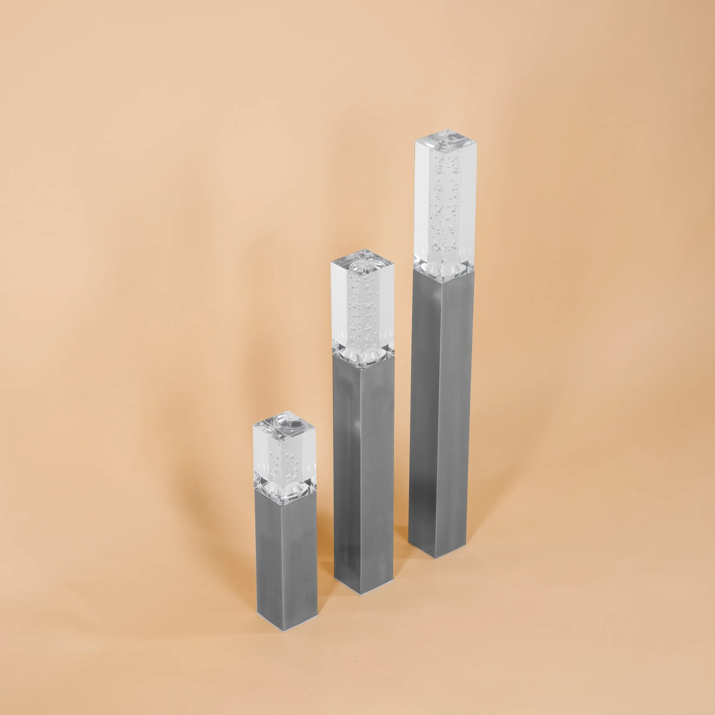 Solarleuchte Bubble Tower im 3er-Set aus Edelstahl