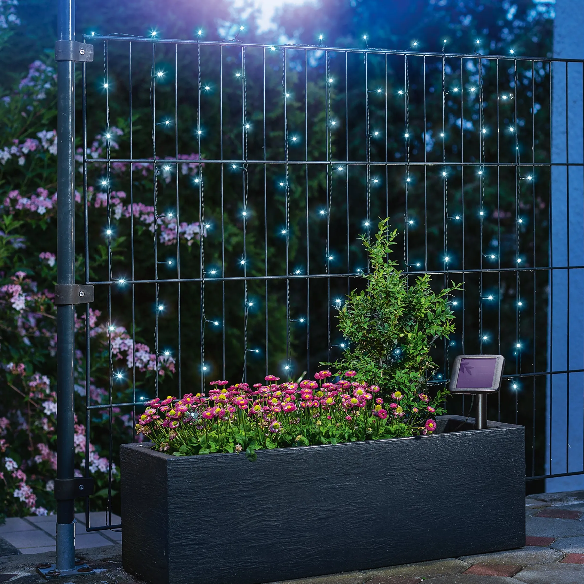 Solar Lichterkette mit 100 kaltweißen LEDs