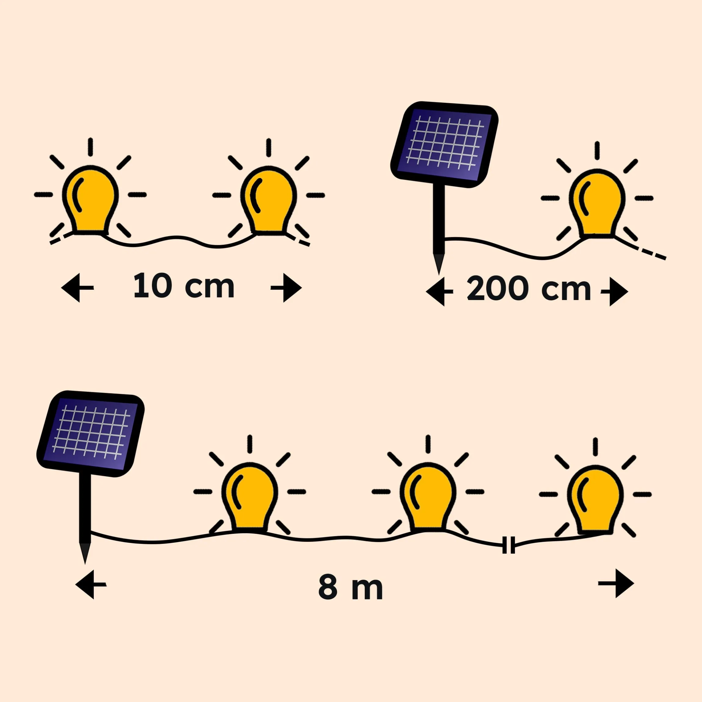 Solar Lichterkette mit 60 warmweißen LEDs
