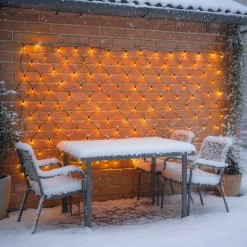 Solar Lichternetz mit 144 bernsteinfarbenen LEDs