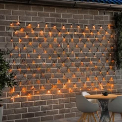 Solar Lichternetz mit 144 bernsteinfarbenen LEDs