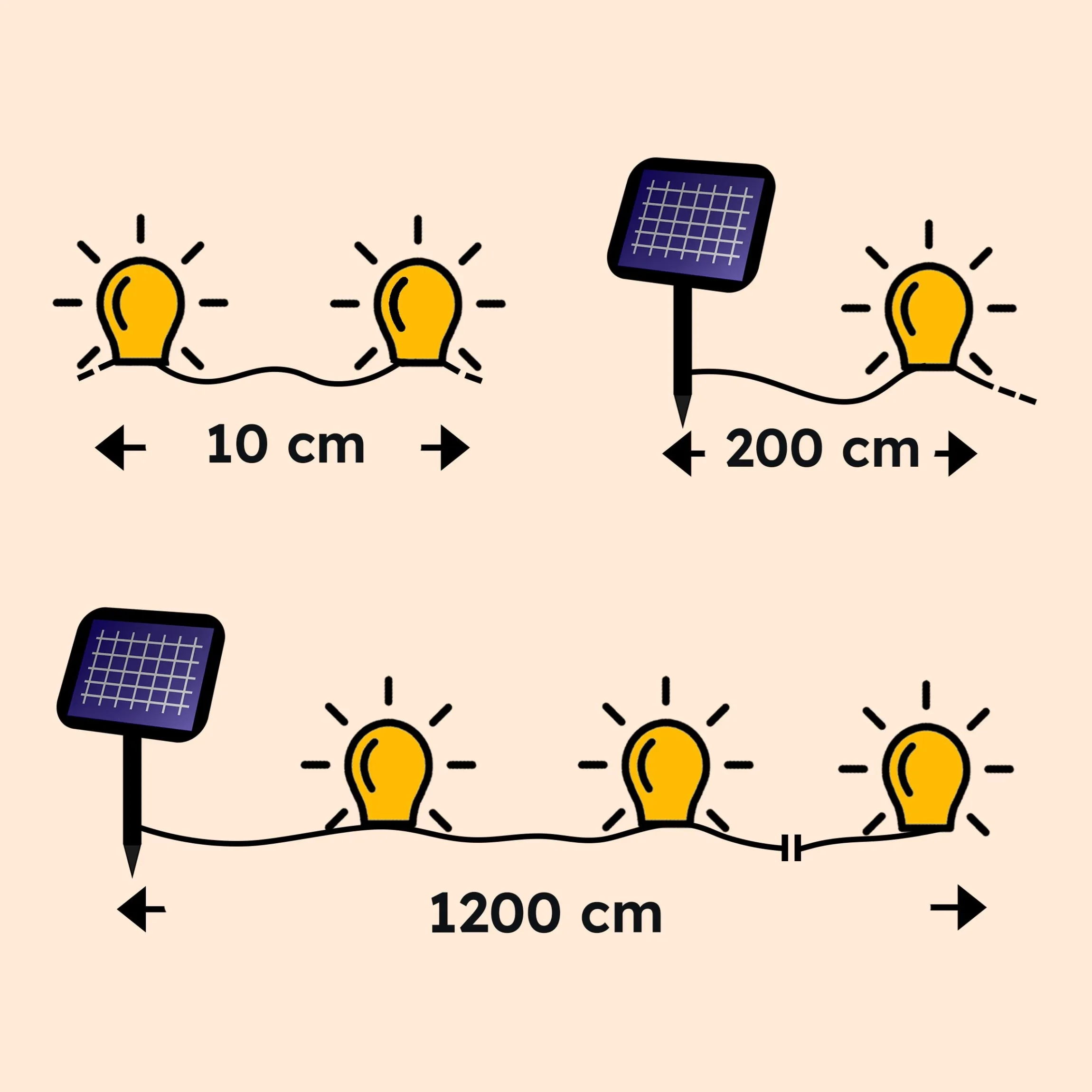 Solar Lichterschlauch mit 100 warmweißen LEDs