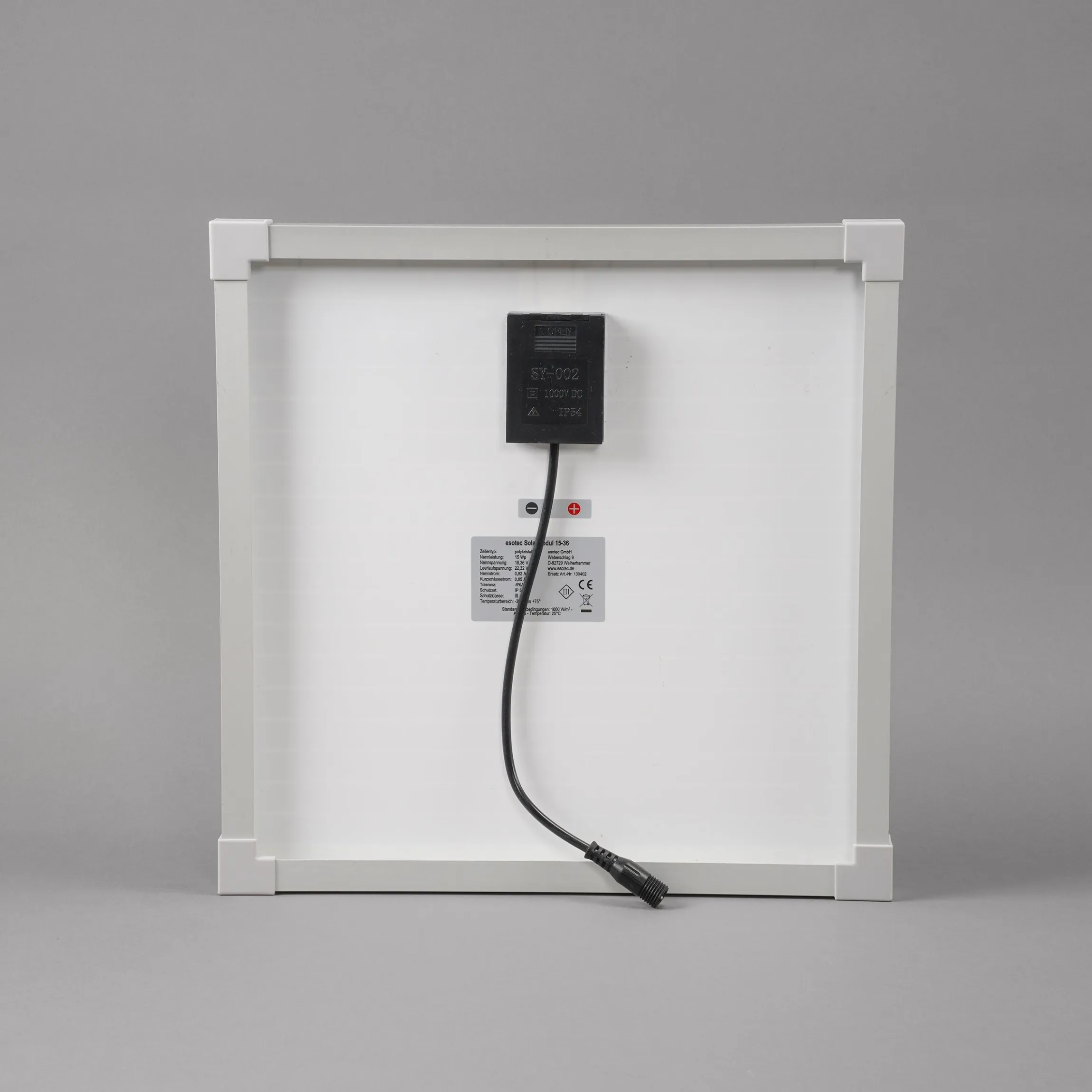 Solarmodul 15 Wp / 18 V mit Stecker 2-polig klein - neues Modell