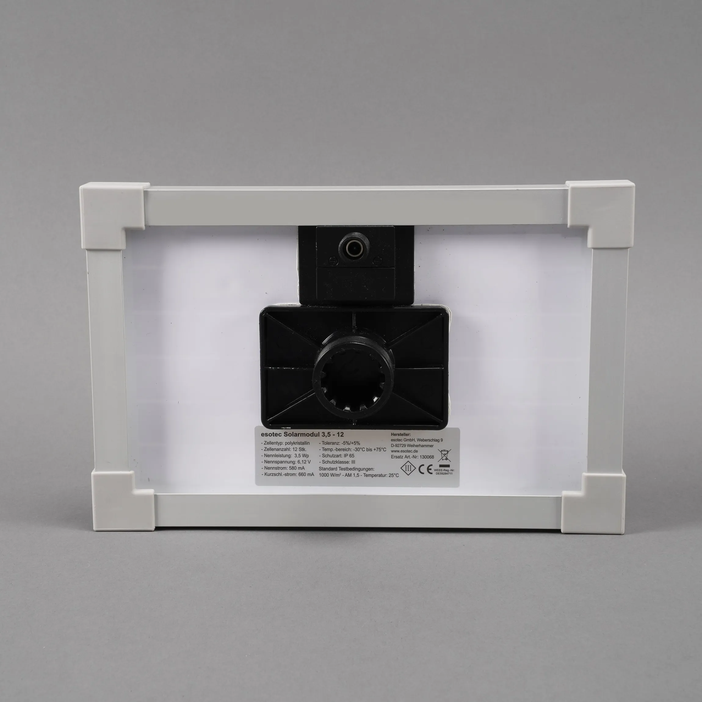 Solarmodul 3,5 Wp / 6 V mit Stecker 2-polig rund