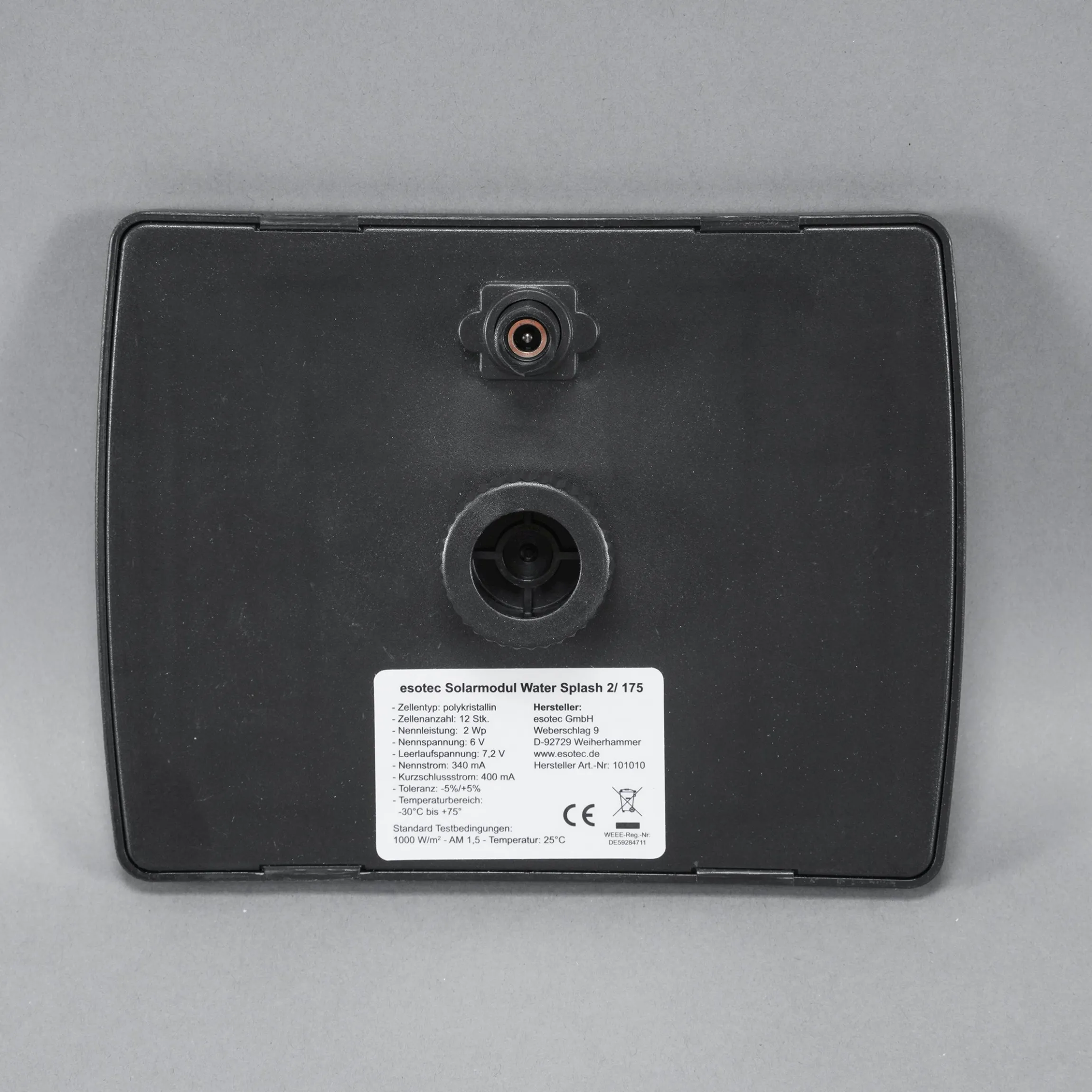 Solarmodul 2 Wp / 6 V mit Stecker 2-polig rund