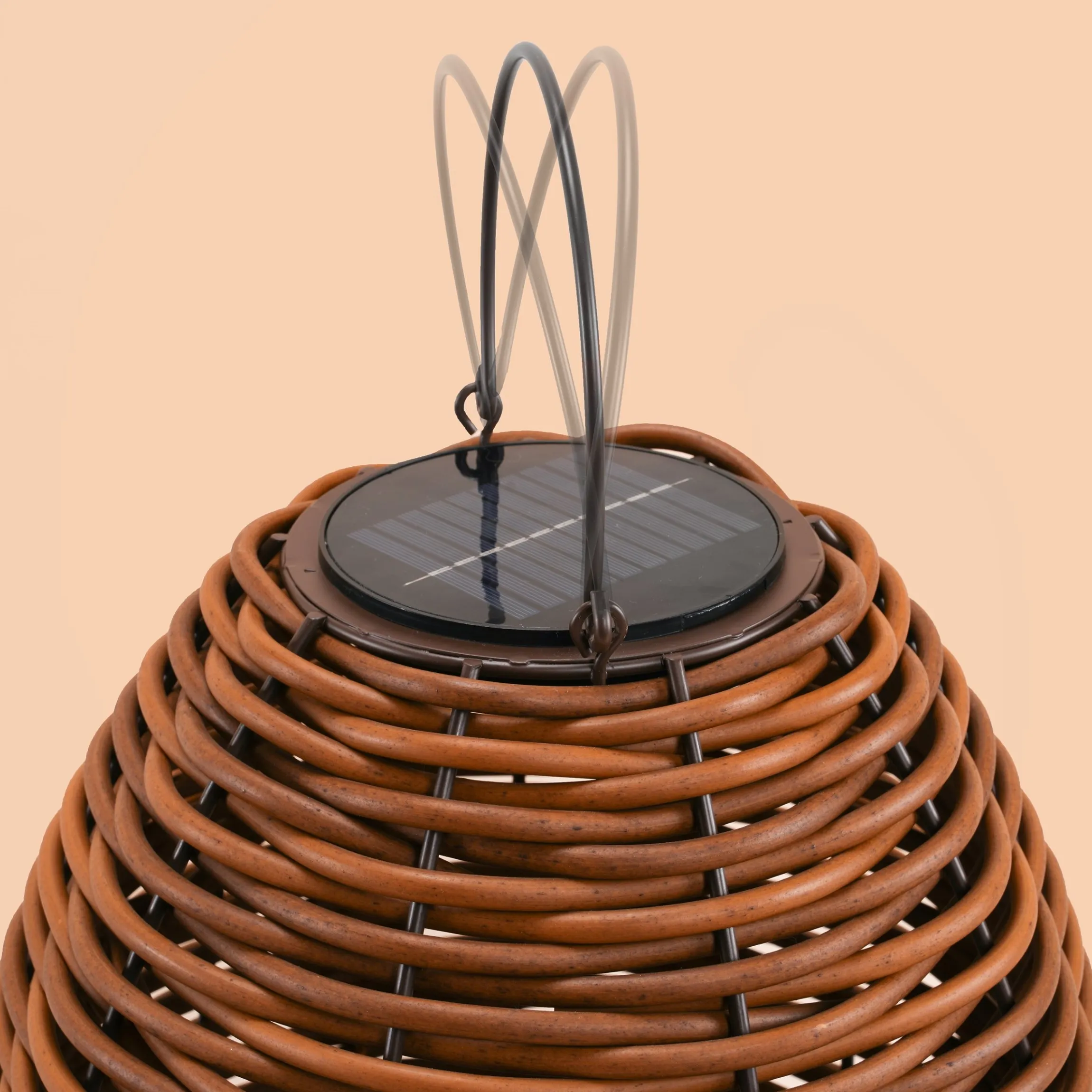 Solar Rattan Windlicht Victoria 60 cm, braun