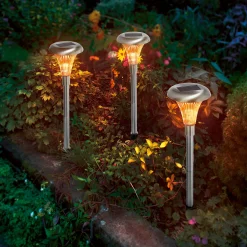 Solar Steckleuchten 3-er Set Capri, 34 cm mit bernstein LED