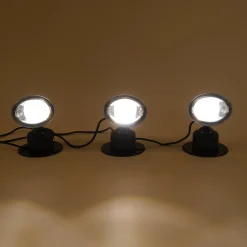 Solarstrahler Trio mit 3 Wand- oder Bodenpots warmweiß