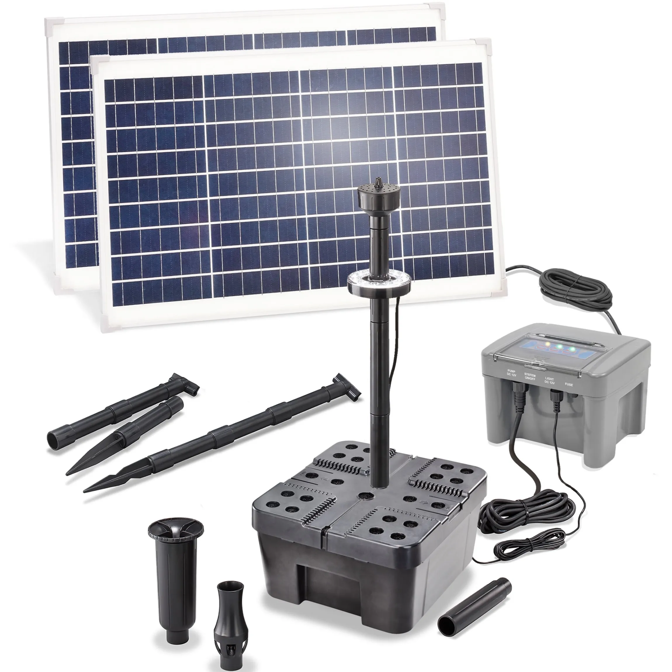 Solar Unterwasserfilter-Set 70/2800 mit 12 Ah LiFePO4-Akkuspeicher