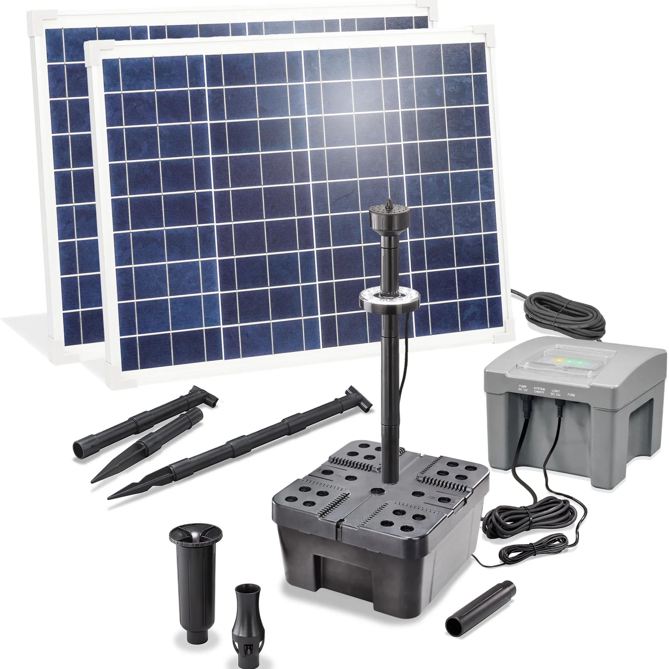 Solar Unterwasserfilter-Set 100/4000 mit 24 Ah LiFePO4-Akkuspeicher