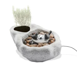 Solar Vogelbadbrunnen hell mit LED Beleuchtung