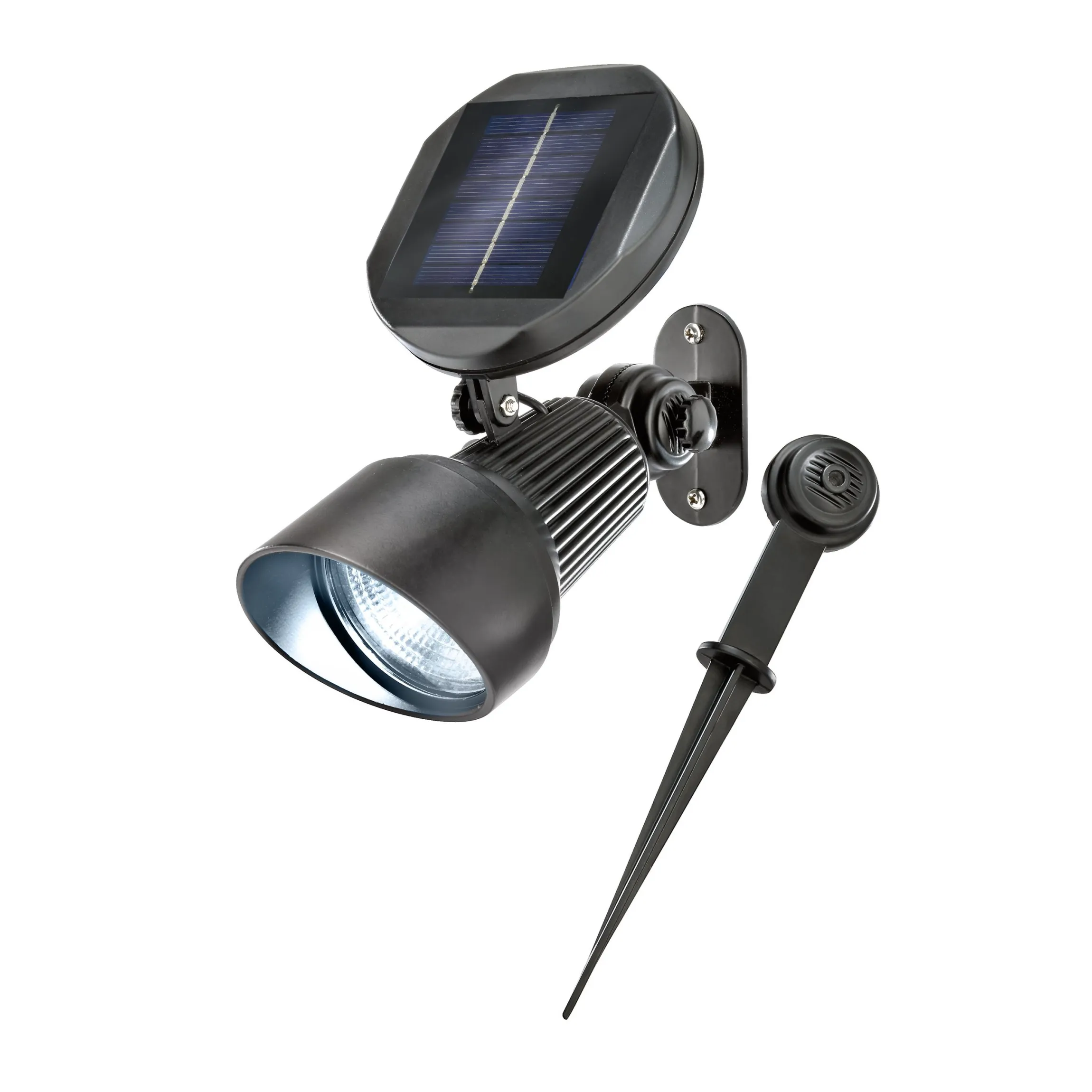 Solar Wand- und Bodenstrahler kalt weiß im Alugehäuse
