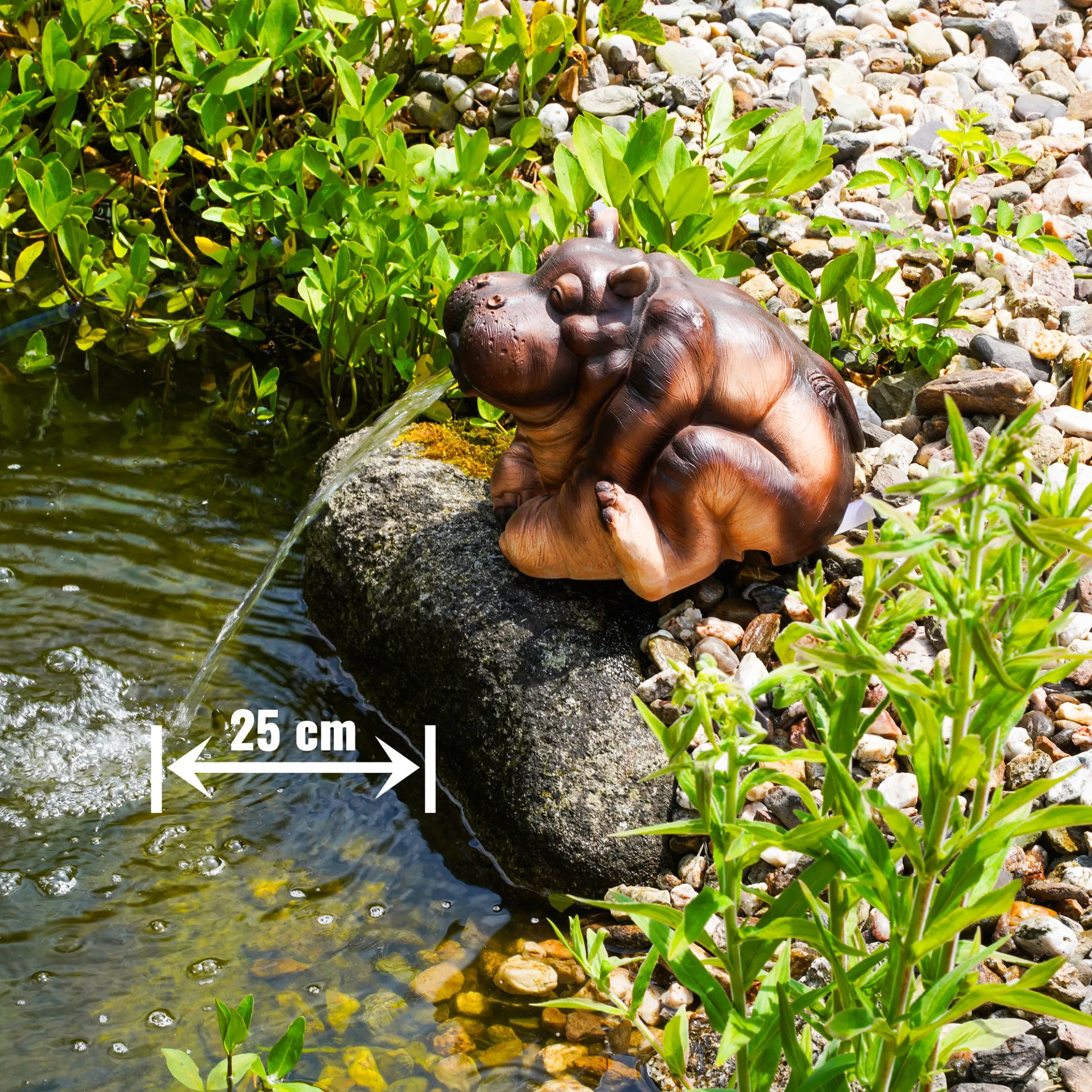 Solar Wasserspeier-Set sitzendes Flusspferd Hippo