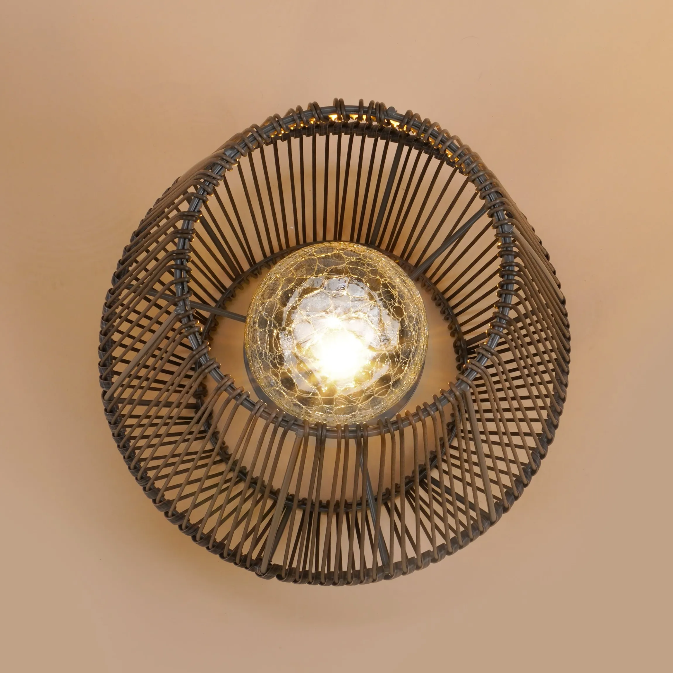 Solar Windlicht Ilona 30 cm in Rattanoptik