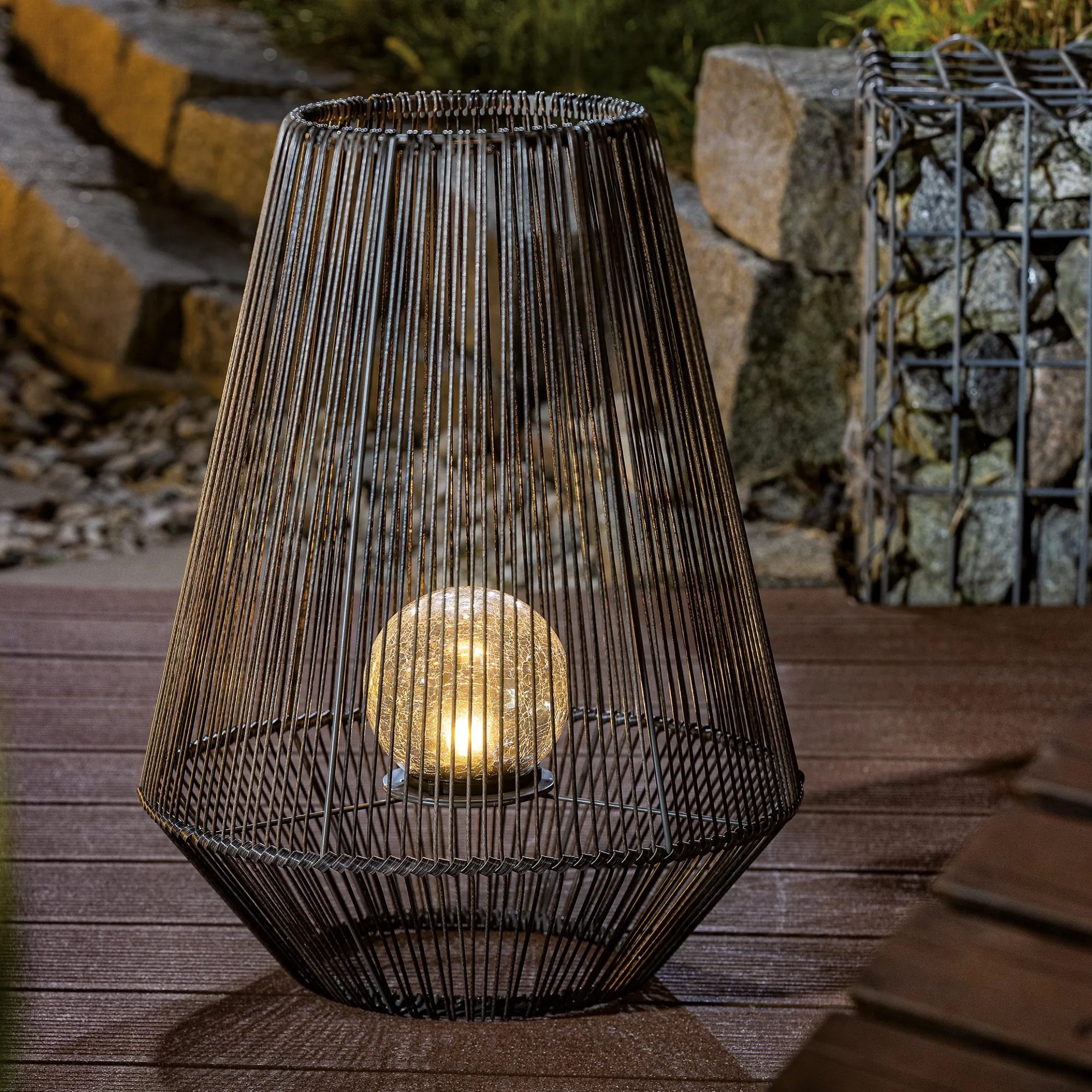 Solar Windlicht Ilona 50 cm in Rattanoptik