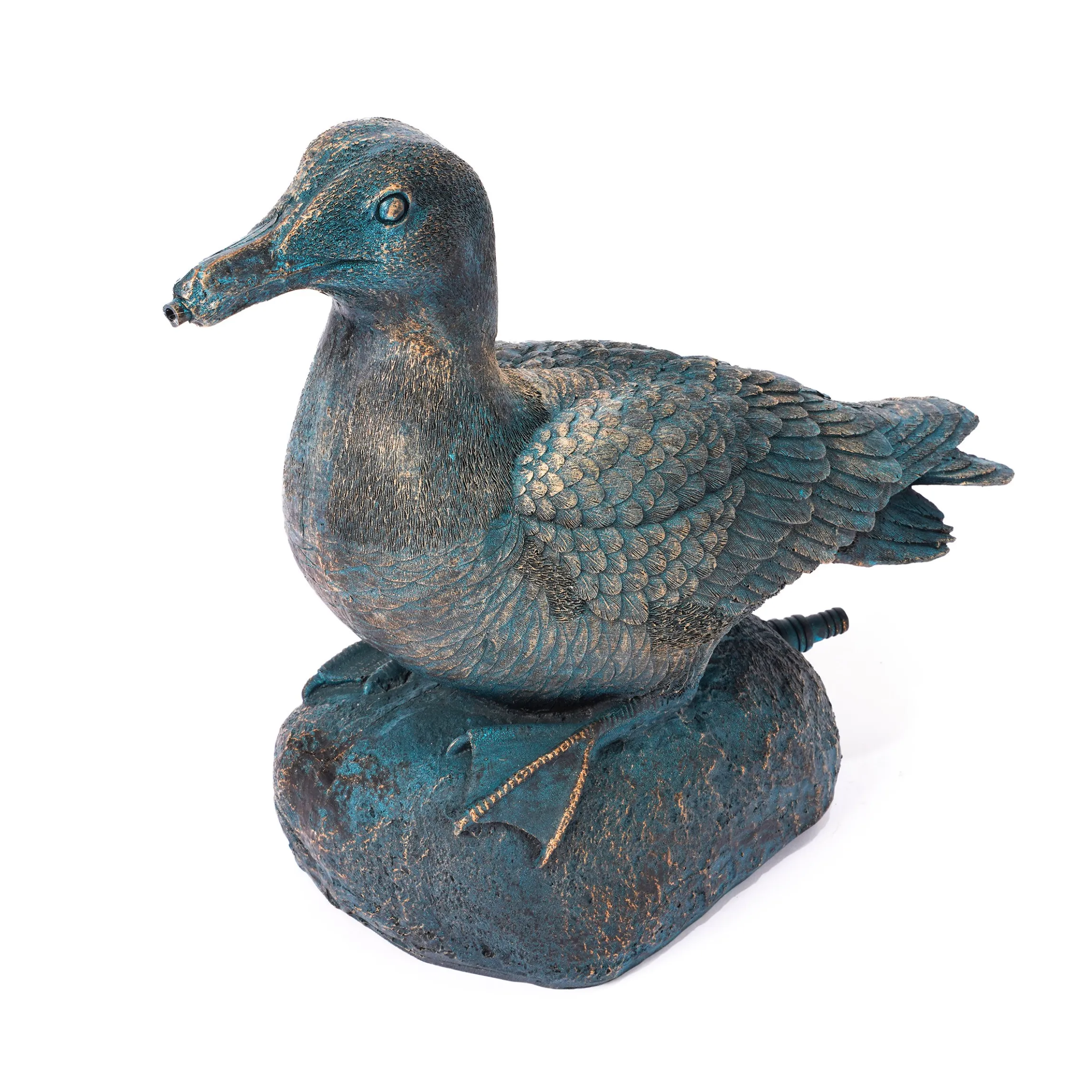 Wasserspeier-Figur Ente Samuel im Altkupfer-Design