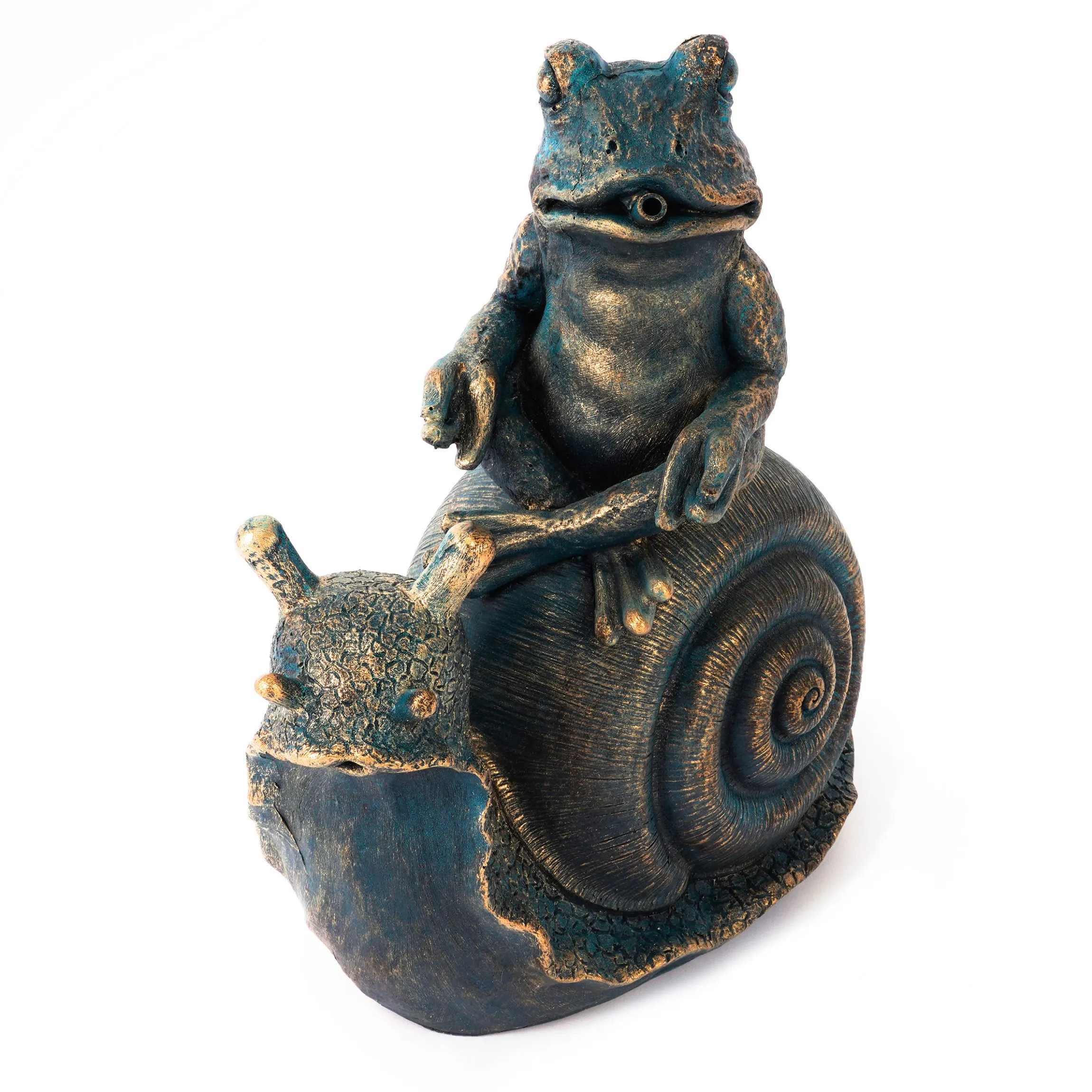 Wasserspeier-Figur Lilly und Nelly im Altkupfer-Design