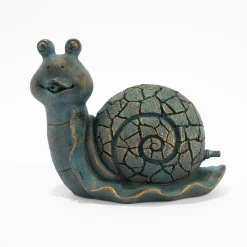 Wasserspeier-Figur Schnecke Emilius im Altkupfer-Design